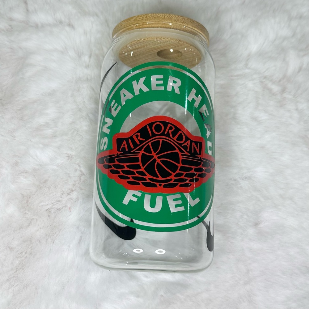 Sneaker Head Fuel Glass Jar with Wooden Lid